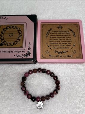 Natural Stone Beaded Bracelet Gift Set - "You will be missed!" Farewell Keepsake